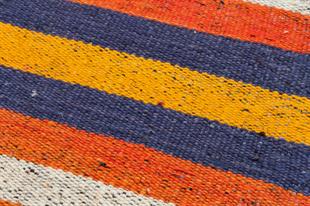 GERÇEK EL DOKUMA TURUNCU LACİVERT RENGİ KEÇİ KİLİM PASPAS