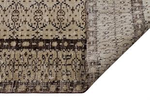 GERÇEK EL DOKUMA BEJ KAHVERENGİ ÇİÇEKLİ DESEN VİNTAGE SALON HALISI