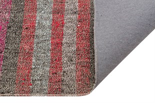 EL DOKUMA GRİ KIRMIZI ÇİZGİLI KİLİM 