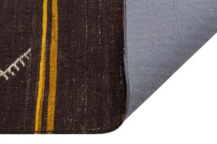 ANADOLU EL DOKUMA SARİ RENGİ ÇİZGİLİ DESEN KEÇİ KİLİM