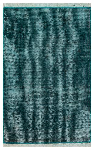 EŞSİZ EL DOKUMA KOYU TURKUAZ RENGİ VİNTAGE HALI PASPAS