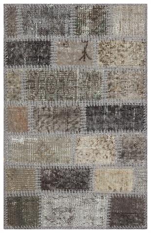 Açik Gri Rengi El Dokuma Patchwork Paspas-50x80