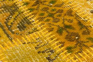 GERÇEK EL DOKUMA SARİ RENGİ PATCHWORK HALI PASPAS