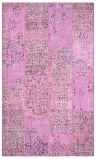 Geneleksel El Dokuma Pembe Rengi Patchwork Halı