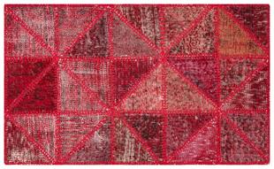 GENELEKSEL EL DOKUMA KIRMIZI RENGİ PATCHWORK HALI PASPAS