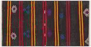 SARİ KIRMIZI RENGİ ÇİZGİLİ DESEN EL DOKUMA ANADOLU KİLİM