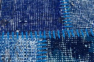 GENELEKSEL EL DOKUMA MAVİ RENGİ PATCHWORK HALI PASPAS