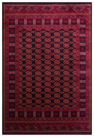 AFGAN DESENLİ KIRMIZI RENGİ VİSKON SIKI DOKUMA KAYMAZ TABANLI İNCE MAKİNE HALISI