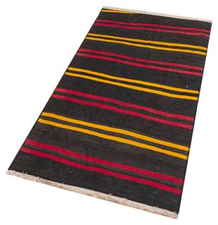 Kırmızı Turuncu Rengi El Dokuma Keçi Kılı Yün Kilim