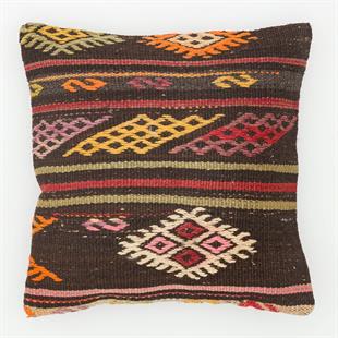 GERÇEK EL DÜĞÜMLÜ RENKLİ ÇAPUT PALA KİLİM YASTIK KILIFI