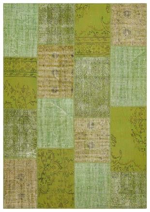 Geneleksel El Dokuma Yeşil  Rengi Patchwork Halı