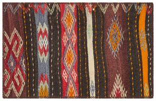  GERÇEK EL YAPIMI ÇOK RENKLİ KEÇİ KILI GEOMETRİK DESEN YÜNLÜ KİLİM PASPAS