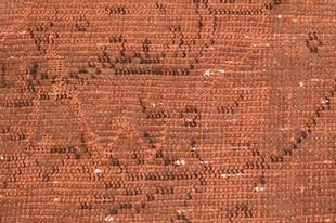 GERÇEK EL DOKUMA KAHVERENGİ GÖBEKLİ DESEN VİNTAGE HALISI