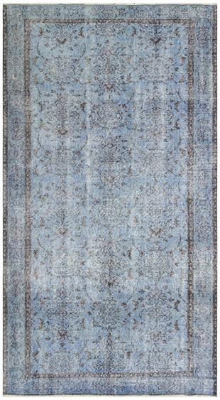 GENELEKSEL EL DOKUMA AÇİK MAVİ RENGİ ÇİÇEKLİ DESENLİ VİNTAGE HALI