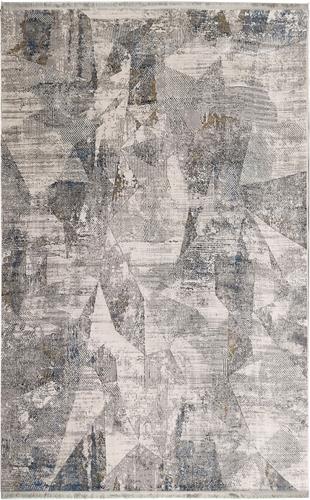 CREAM BLUE XW Yumuşak İpeksi Tuşeli Yüksek Alçak Oymalı Modern İnce Makine Halısı