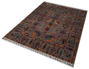 EL DOKUMA AFGAN HALI SULTANI DESEN GRİ 