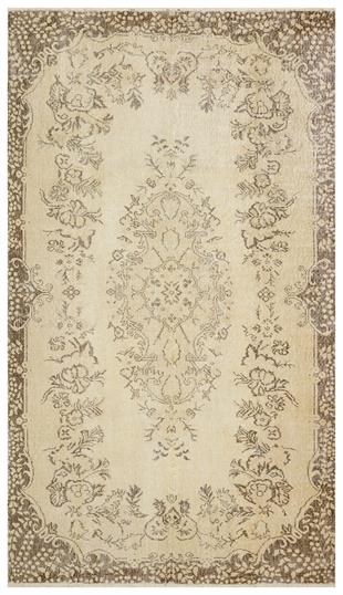 KREM KAHVERENGİ GÖBEKLİ DESEN ESKİTME VİNTAGE HALI