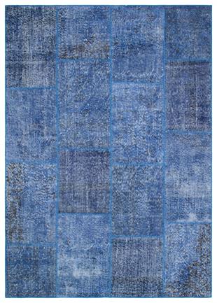 Geneleksel El Dokuma Mavi Rengi Patchwork Halı