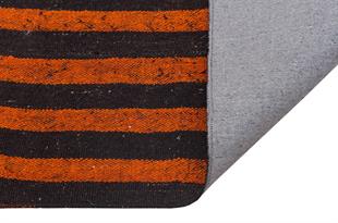 GERÇEK EL DOKUMA SARİ KIRMIZI RENGİ ÇİZGİLİ DESEN KİLİM