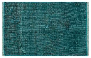 EŞSİZ EL DOKUMA KOYU TURKUAZ RENGİ VİNTAGE HALI PASPAS