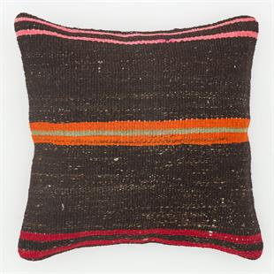 EŞSİZ EL DOKUMA RENKLİ ÇİZGİLİ KEÇİ KILI KILIM YASTIK KILIFI