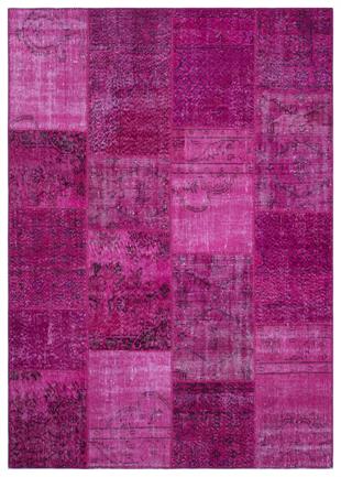 Geneleksel El Dokuma Fuşya Rengi Patchwork Halı