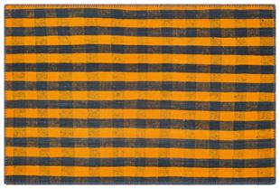 LACİVERT TURUNCU RENGİ EL DOKUMA KİLİM PASPAS