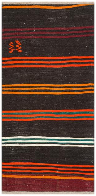 ÇOK RENKLİ ÇİZGİLİ DESEN EL DOKUMA ANADOLU KİLİM