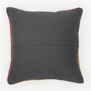 EL DOKUMA KAHVE RENGİ KIRMIZI ÇİZGİ VİNTAGE YASTIK KILIFI