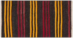 GERÇEK EL DOKUMA KIRMIZI SARI ÇİZGİLİ VİNTAGE KİLİM  
