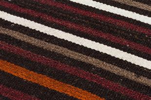 Gerçek El Dokuma Çok Renkli Çizgili Kilim Paspas