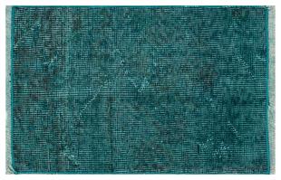 EŞSİZ EL DOKUMA KOYU TURKUAZ RENGİ VİNTAGE HALI PASPAS