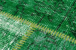 Geneleksel El Dokuma Çim Yeşil Rengi  Patchwork Halı
