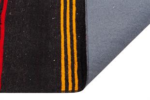 GERÇEK EL DOKUMA SARI KIRIMIZI RENGİ ÇİZGİLİ DESEN YÜN KİLİM