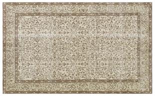 EŞSİZ EL DOKUMA KAHVERENGİ ÇİÇEKLİ BEJ YÜN HALISI