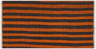 GENELEKSEL EL DOKUMA TURUNCU SİYAH RENGİ KEÇİ KILI YÜN KİLİM