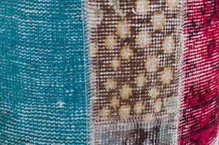 GERÇEK EL DOKUMA MULTİ RENGİ PATCHWORK YUVARLAK PUF