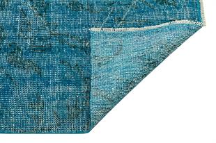 GERÇEK EL DOKUMA SİYAH RENGİ ÇİÇEKLİ TURKUAZ VİNTAGE HALISI