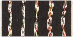 GERÇEK EL DOKUMA SİYAH RENGİ TÜRK MOTİFİ KİLİM