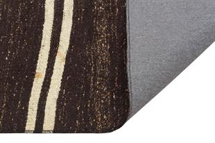 Sarı Beyaz Rengi Çizgili El Dokuma Keçi Kılı Yün Kilim