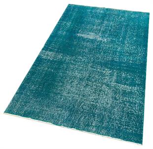 GERÇEK EL DOKUMA TURKUAZ RENGİ DESENSİZ YOLLUK VİNTAGE HALI