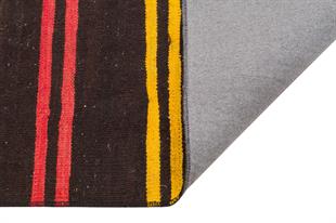 Siyah Çok Renkli El Dokuma Keçi Kılı Yün Kilim