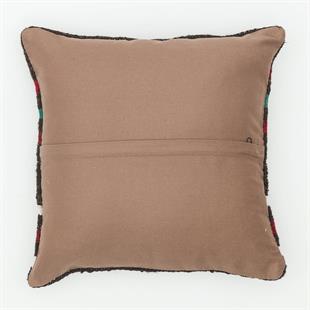 KIRMIZI YEŞİL ÇİZGİLİ SİYAH RENK EL DOKUMA YASTIK KILIFI