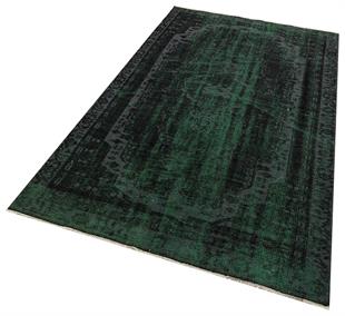 GERÇEK EL DOKUMA CAM YEŞİL RENGİ GÖBEKLİ VİNTAGE HALI