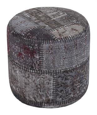 GERÇEK EL DOKUMA KOYU GRİ RENGİ PATCHWORK PUF