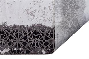 HALICA TENOM BEYAZ SİYAH RENGİ ÇİÇEKLİ MODREN BAMBU HALI