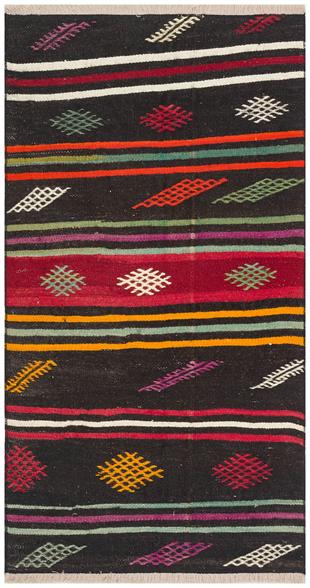 Çok Renkli El Dokuma Keçi Kılı Yün Kilim