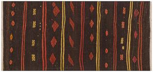 ANADOLU EL DOKUMA KİREMİT RENGİ ÇİÇEKLİ DESEN KEÇİ KİLİM