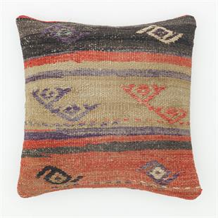 GERÇEK EL DÜĞÜMLÜ RENKLİ ÇAPUT PALA KİLİM YASTIK KILIFI