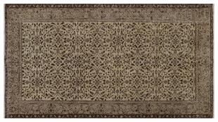 GENELEKSEL KREM KAHVERENGİ ÇİÇEKLİ DOĞAL VİNTAGE HALISI